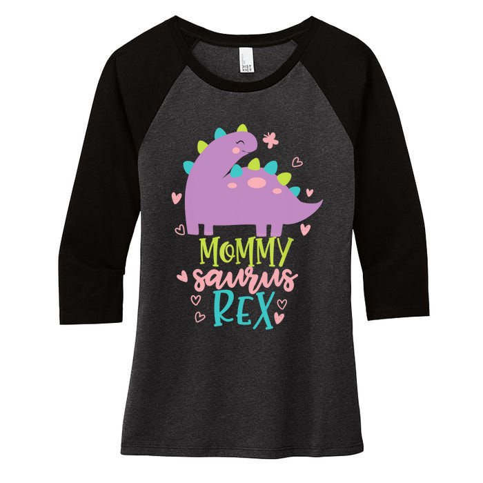 Mommy Saurus Rex Funny Dinosaur for Wo and Moms Women's Tri-Blend 3/4-Sleeve Raglan Shirt