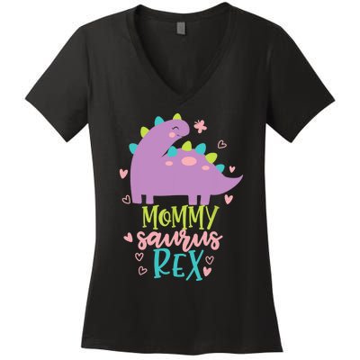 Mommy Saurus Rex Funny Dinosaur for Wo and Moms Women's V-Neck T-Shirt