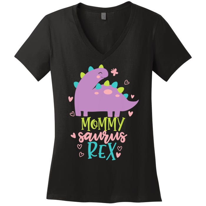 Mommy Saurus Rex Funny Dinosaur for Wo and Moms Women's V-Neck T-Shirt