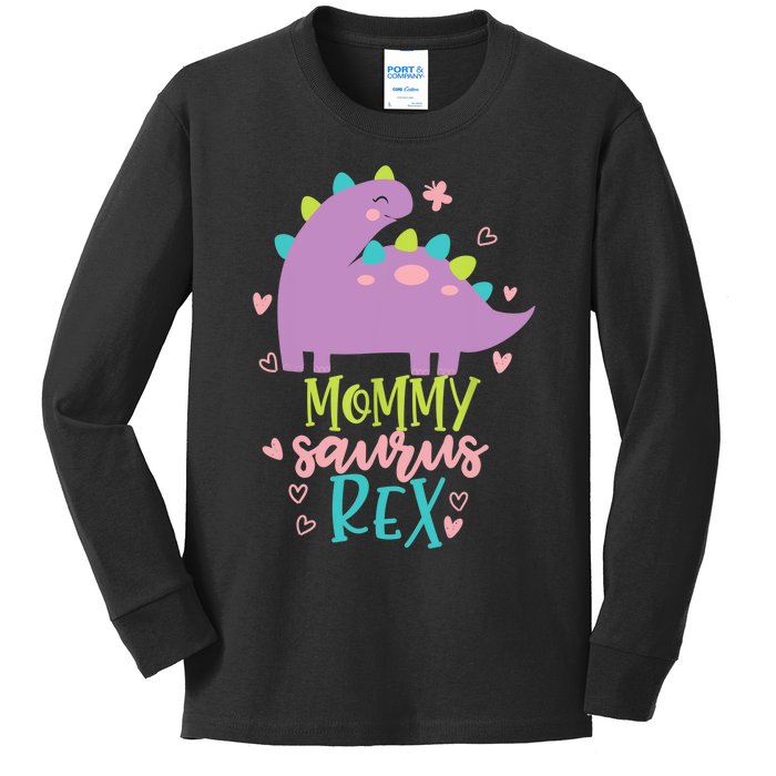 Mommy Saurus Rex Funny Dinosaur for Wo and Moms Kids Long Sleeve Shirt