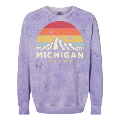 Michigan Shirt. Retro Style MI, USA Colorblast Crewneck Sweatshirt