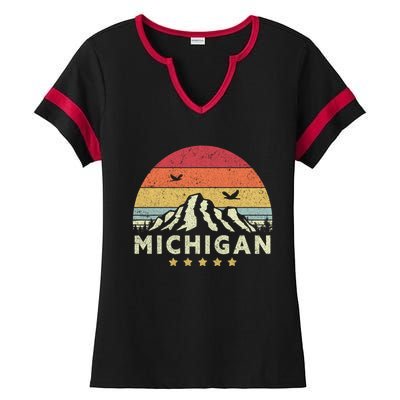 Michigan Shirt. Retro Style MI, USA Ladies Halftime Notch Neck Tee