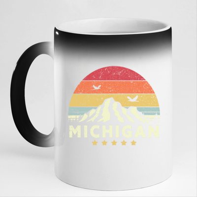 Michigan Shirt. Retro Style MI, USA 11oz Black Color Changing Mug