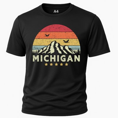 Michigan Shirt. Retro Style MI, USA Cooling Performance Crew T-Shirt