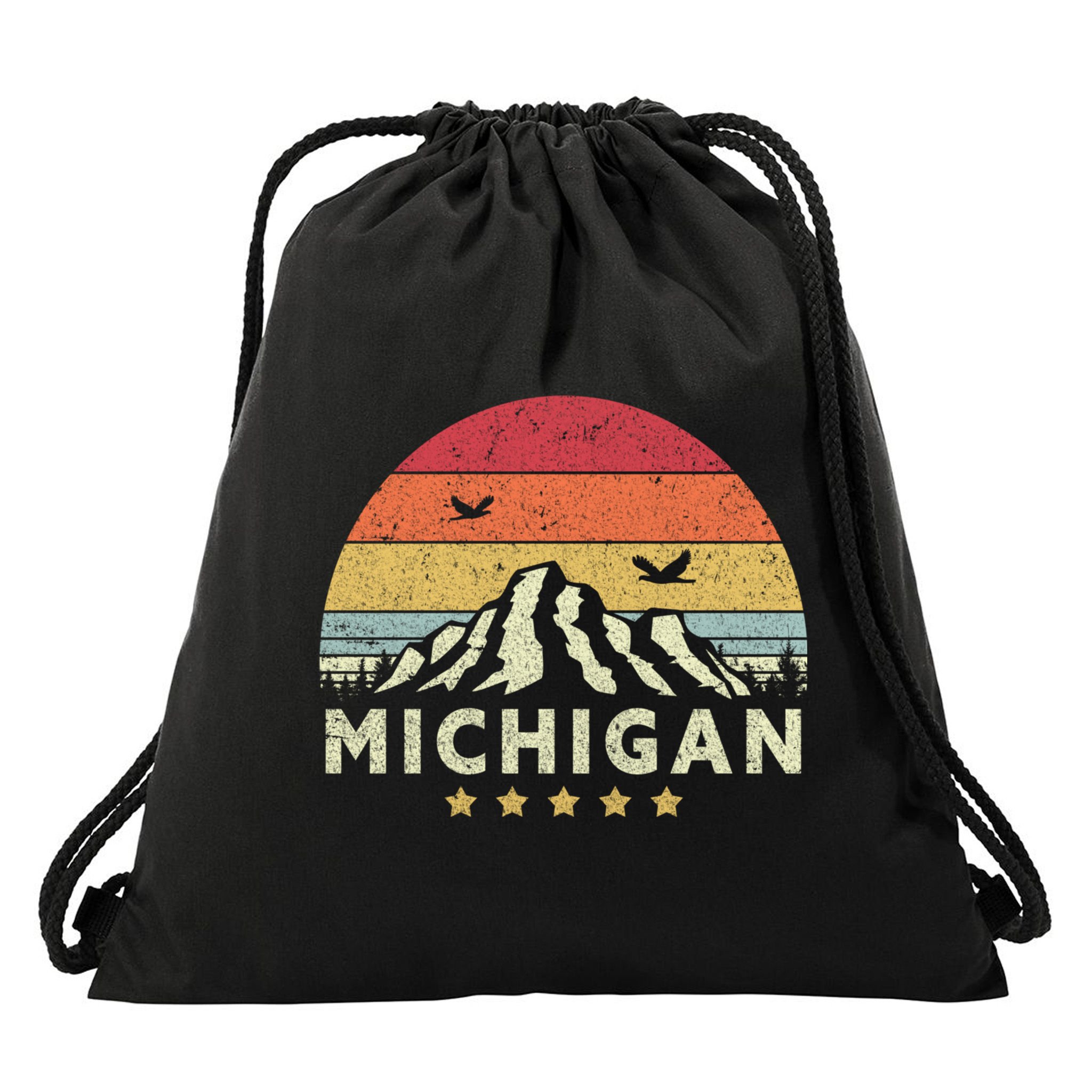 Michigan Shirt. Retro Style MI, USA Drawstring Bag