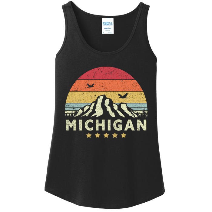 Michigan Shirt. Retro Style MI, USA Ladies Essential Tank