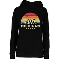 Michigan Shirt. Retro Style MI, USA Womens Funnel Neck Pullover Hood