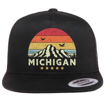 Michigan Shirt. Retro Style MI, USA Flat Bill Trucker Hat