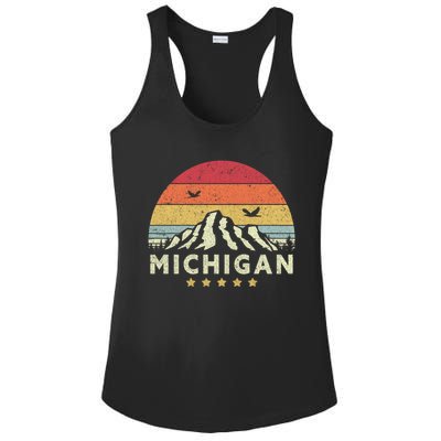 Michigan Shirt. Retro Style MI, USA Ladies PosiCharge Competitor Racerback Tank