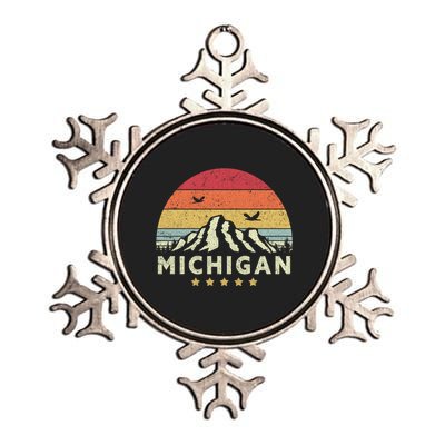 Michigan Shirt. Retro Style MI, USA Metallic Star Ornament