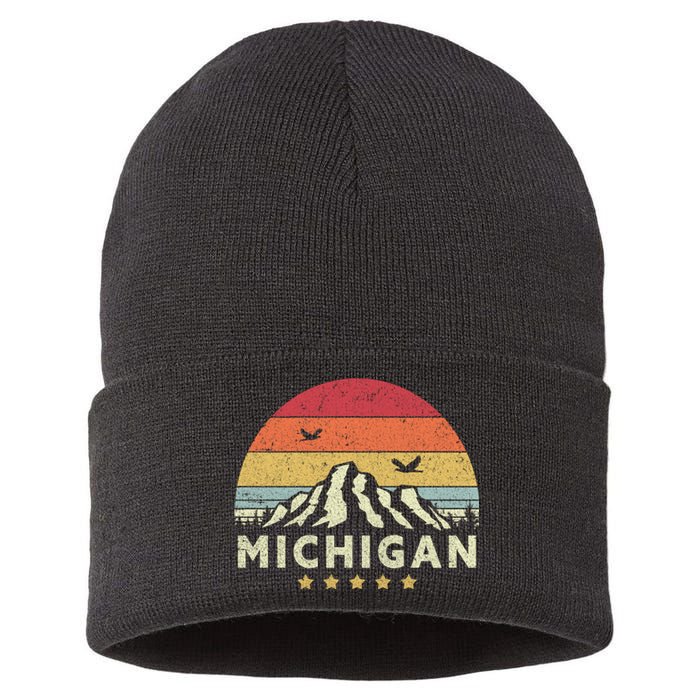 Michigan Shirt. Retro Style MI, USA Sustainable Knit Beanie