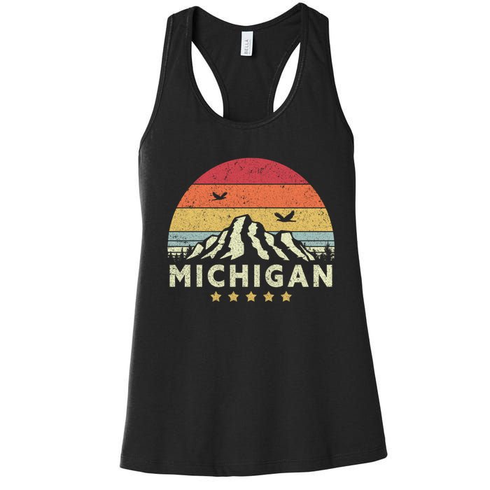 Michigan Shirt. Retro Style MI, USA Women's Racerback Tank