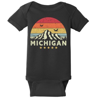 Michigan Shirt. Retro Style MI, USA Baby Bodysuit