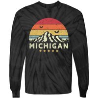 Michigan Shirt. Retro Style MI, USA Tie-Dye Long Sleeve Shirt