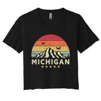 Michigan Shirt. Retro Style MI, USA Women's Crop Top Tee