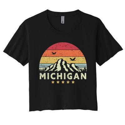 Michigan Shirt. Retro Style MI, USA Women's Crop Top Tee