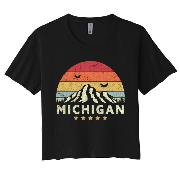 Michigan Shirt. Retro Style MI, USA Women's Crop Top Tee