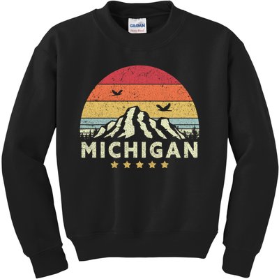 Michigan Shirt. Retro Style MI, USA Kids Sweatshirt