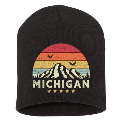 Michigan Shirt. Retro Style MI, USA Short Acrylic Beanie