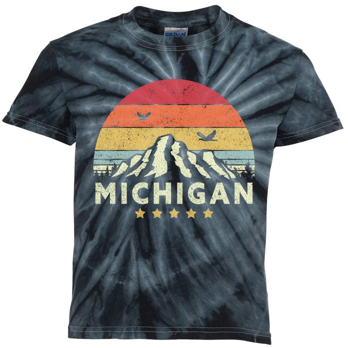 Michigan Shirt. Retro Style MI, USA Kids Tie-Dye T-Shirt