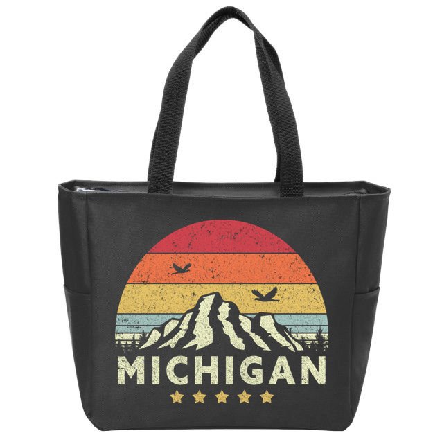 Michigan Shirt. Retro Style MI, USA Zip Tote Bag