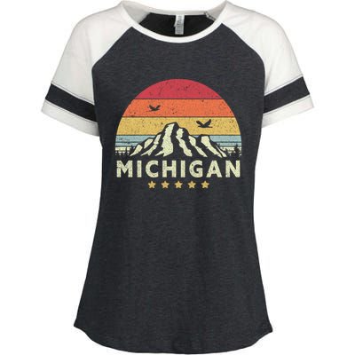 Michigan Shirt. Retro Style MI, USA Enza Ladies Jersey Colorblock Tee