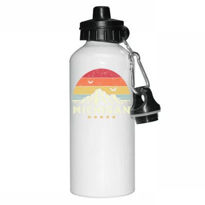 Michigan Shirt. Retro Style MI, USA Aluminum Water Bottle