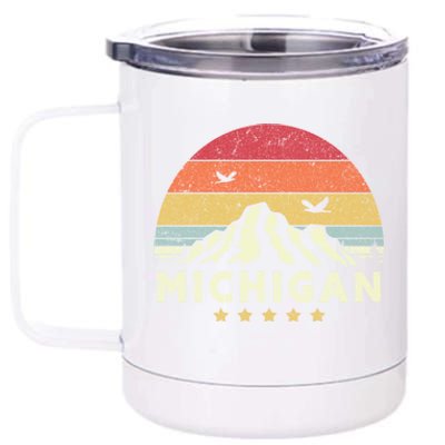 Michigan Shirt. Retro Style MI, USA 12 oz Stainless Steel Tumbler Cup