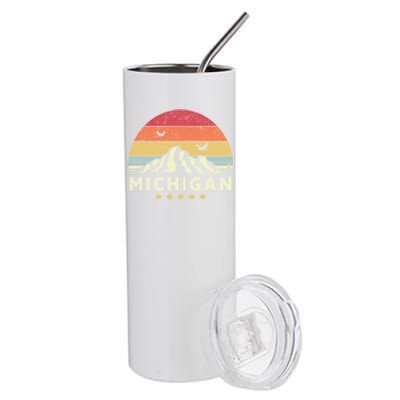 Michigan Shirt. Retro Style MI, USA Stainless Steel Tumbler