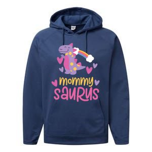 Mommy Saurus Rex Dinosaur Performance Fleece Hoodie