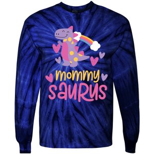 Mommy Saurus Rex Dinosaur Tie-Dye Long Sleeve Shirt