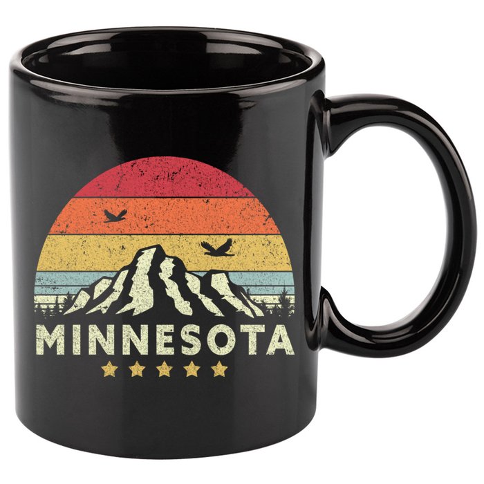 Minnesota Shirt. Retro Style MN, USA 11oz C Handle Ceramic Mug