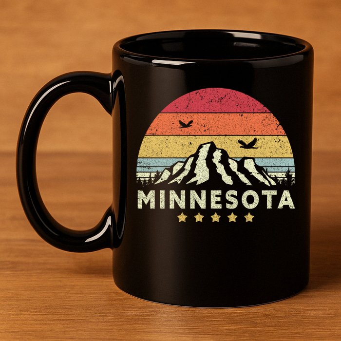 Minnesota Shirt. Retro Style MN, USA 11oz C Handle Ceramic Mug