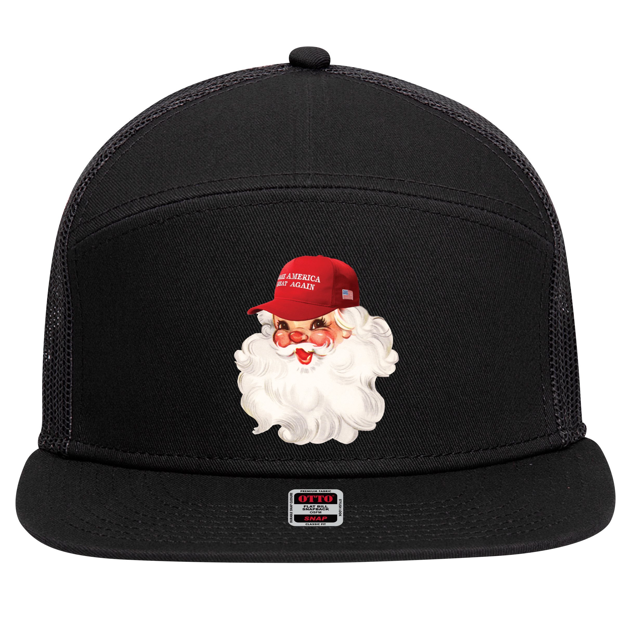Maga Santa Retro Santa Maga Hat Funny Trump Christmas Gift 7 Panel Mesh Trucker Snapback Hat
