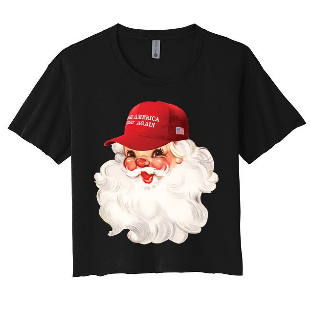 Maga Santa Retro Santa Maga Hat Funny Trump Christmas Gift Crop Top