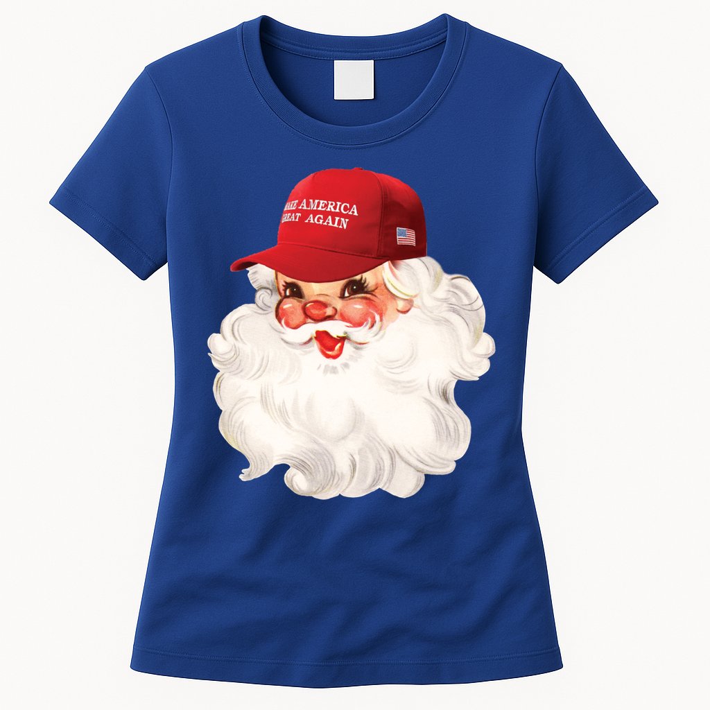 Maga Santa Retro Santa Maga Hat Funny Trump Christmas Gift Womens T-Shirt
