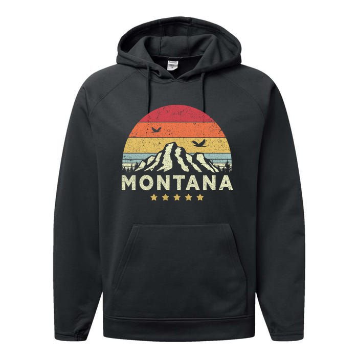 Montana Shirt. Retro Style MT, USA Performance Fleece Hoodie