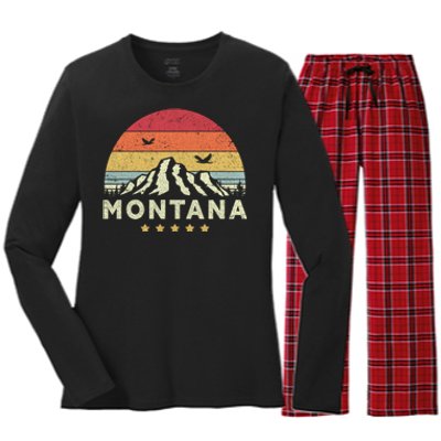 Montana Shirt. Retro Style MT, USA Women's Long Sleeve Flannel Pajama Set 