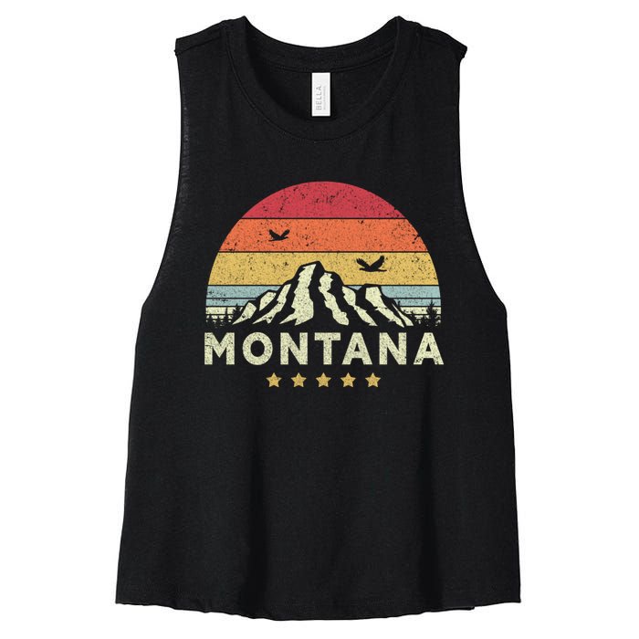 Montana Shirt. Retro Style MT, USA Women's Racerback Cropped Tank