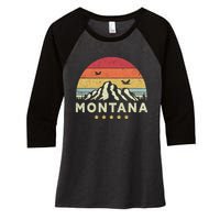 Montana Shirt. Retro Style MT, USA Women's Tri-Blend 3/4-Sleeve Raglan Shirt