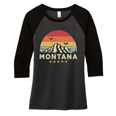 Montana Shirt. Retro Style MT, USA Women's Tri-Blend 3/4-Sleeve Raglan Shirt