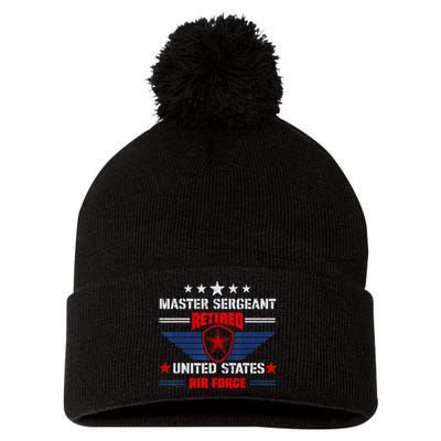 Master Sergeant Retired Air Force Military Retirement Pom Pom 12in Knit Beanie