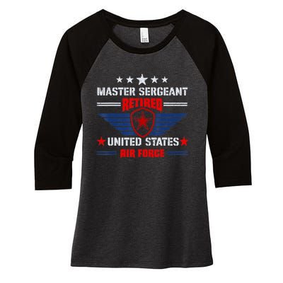 Master Sergeant Retired Air Force Military Retirement Women's Tri-Blend 3/4-Sleeve Raglan Shirt