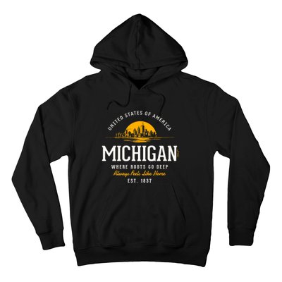 Michigan Souvenirs Retro Styled State Of Michigan Vintage Hoodie