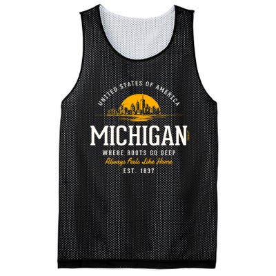 Michigan Souvenirs Retro Styled State Of Michigan Vintage Mesh Reversible Basketball Jersey Tank