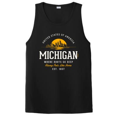 Michigan Souvenirs Retro Styled State Of Michigan Vintage PosiCharge Competitor Tank