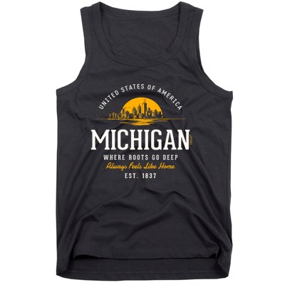 Michigan Souvenirs Retro Styled State Of Michigan Vintage Tank Top