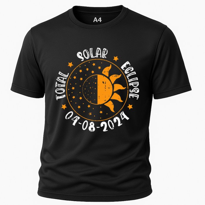 Moon Sun Retro Total Solar Eclipse April 8 2024 Totality Cooling Performance Crew T-Shirt