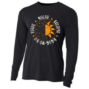 Moon Sun Retro Total Solar Eclipse April 8 2024 Totality Cooling Performance Long Sleeve Crew