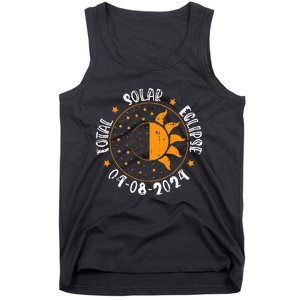 Moon Sun Retro Total Solar Eclipse April 8 2024 Totality Tank Top